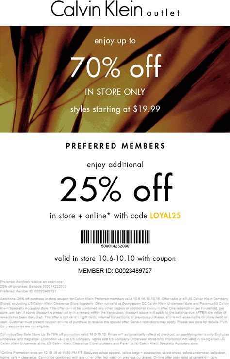 calvin klein coupon|calvin klein factory outlet coupon.